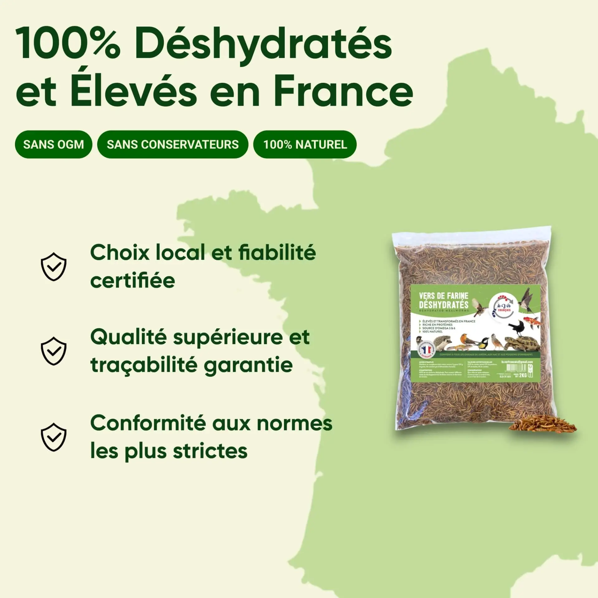 Vers de farine pour poules, volailles, oiseaux Français, Local, qualité
